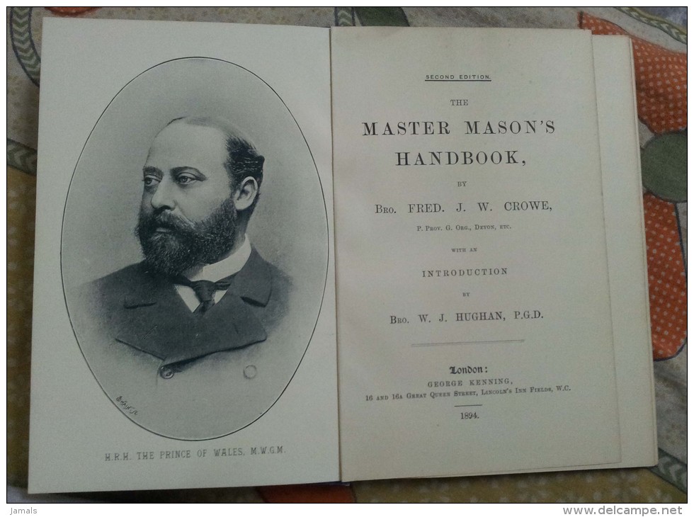 Freemasonry, Maconnerie, Master Mason's Handbook 1894, Prince Of Wales Edward VII, 3 Scans See For Details - 1900-1949