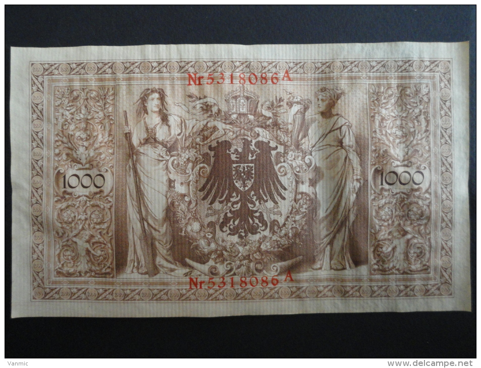 1910 A - 21 Avril 1910 - Billet 1000 Mark - Allemagne - Série A : N° 5318086 A - Banknote Deutschland Germany - 1000 Mark
