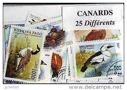 CANARDS Lot De 25 Timbres Tous Differents. Satisfaction Assurée - Canards