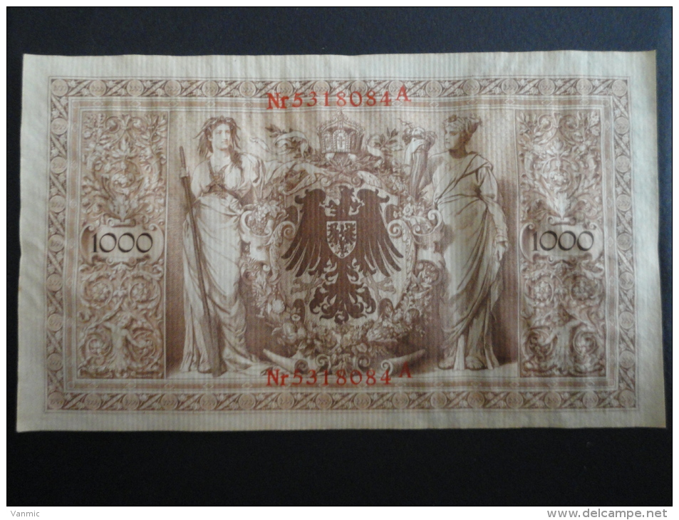 1910 A - 21 Avril 1910 - Billet 1000 Mark - Allemagne - Série A : N° 5318084 A - Banknote Deutschland Germany - 1000 Mark