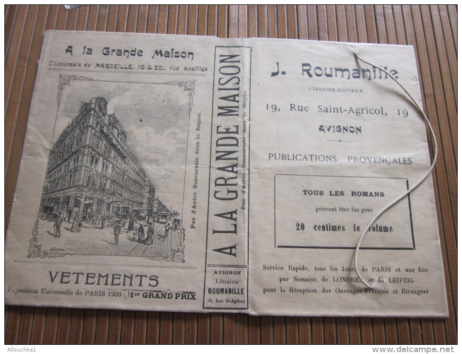 Rare Super Protège Livre Avec Publicité "Grande Maison"rue Noailles Marseille (illustration)Roumanille Libraire Avignon - Protège-cahiers