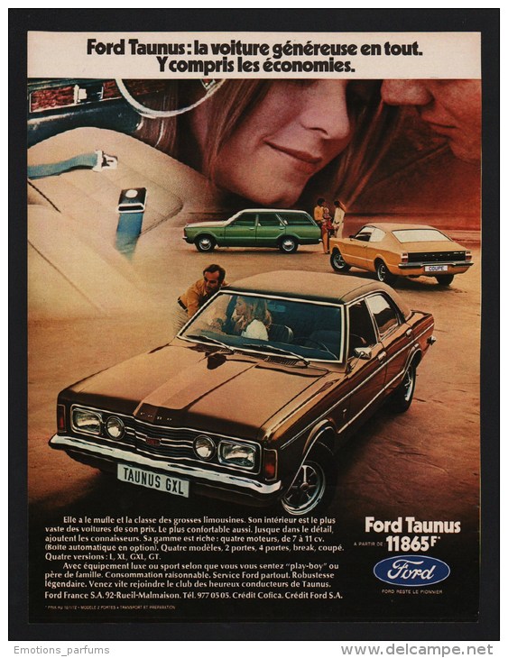 Pub Papier 1971 Automobile FORD TAUNUS  Voiture Automobiles Femme - Advertising