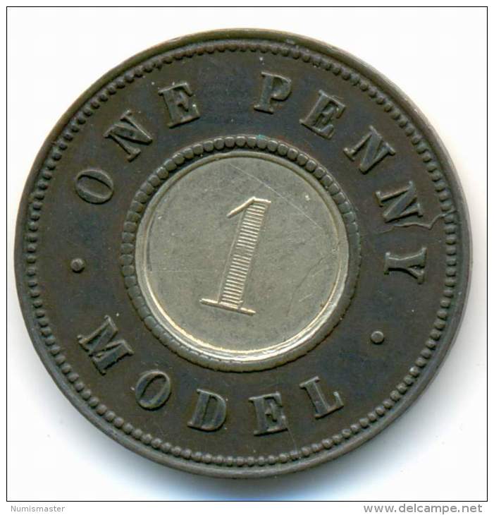 GREAT BRITAIN , J.MOORE BI-METALIC MODEL PENNY 1844 - Sonstige & Ohne Zuordnung