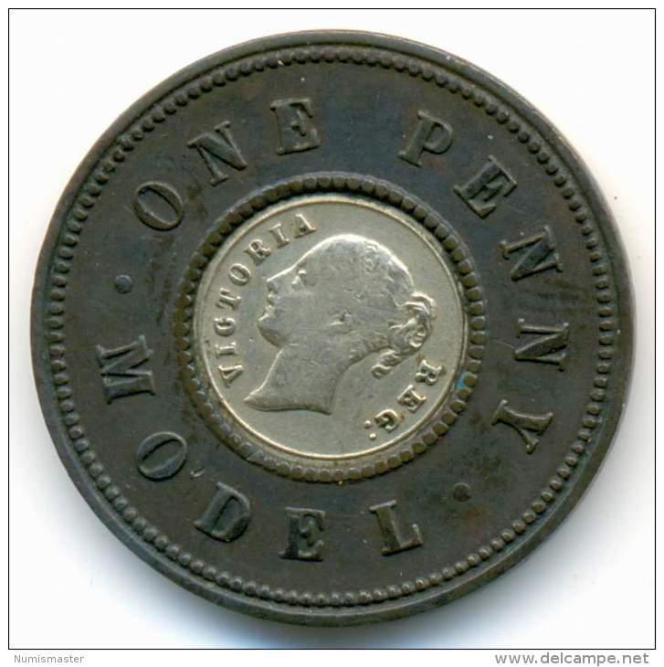 GREAT BRITAIN , J.MOORE BI-METALIC MODEL PENNY 1844 - Otros & Sin Clasificación