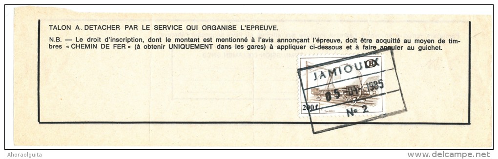 Talon De Formule D´examen Cachet De Gare JAMIOULX No 2 En 1995  -- UU736 - Other & Unclassified