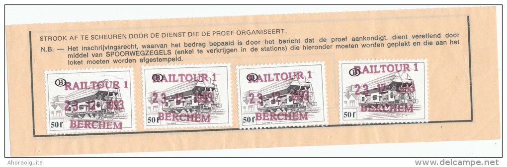 Talon De Formule D´examen Cachet De Gare Railtour 1 BERCHEM En 1993  -- UU737 - Andere & Zonder Classificatie