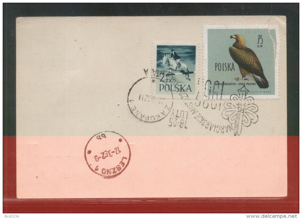 POLAND 1962 BOCIAN DELAYED 13TH GLIDER FLIGHT PC7 BLUE PURPLE DELAY CACHET FIS SKIING CINDERELLA - Balloons