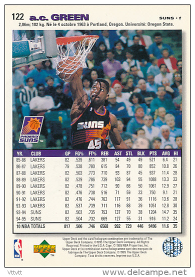 Basket NBA (1995), A.C. GREEN, N° 122, Phoenix Suns, Upper Deck, Collector's Choice, Trading Cards... - 1990-1999