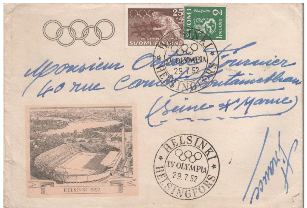 FINLAND  HELSINKI  XV° Olympia  29/07/52 - Ete 1952: Helsinki