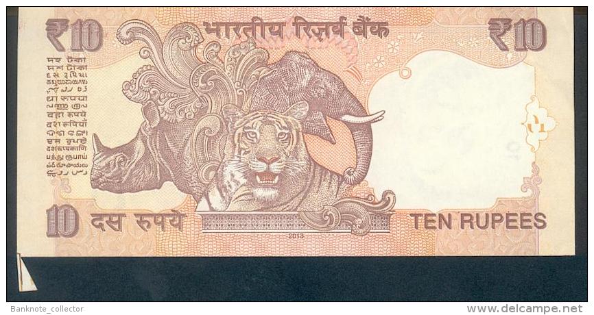 India, Indien, Wrong Cut Error Banknote, Fehlschnitt, 10 Rupees, P. 95, Sign. 90, 2013, UNC ! - India