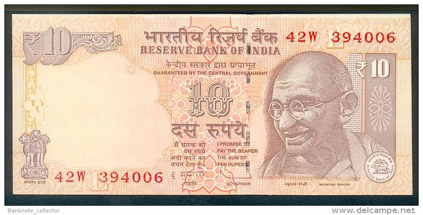 India, Indien, Wrong Cut Error Banknote, Fehlschnitt,10 Rupees, P. 95, Sign. 90, 2013, UNC ! - Inde