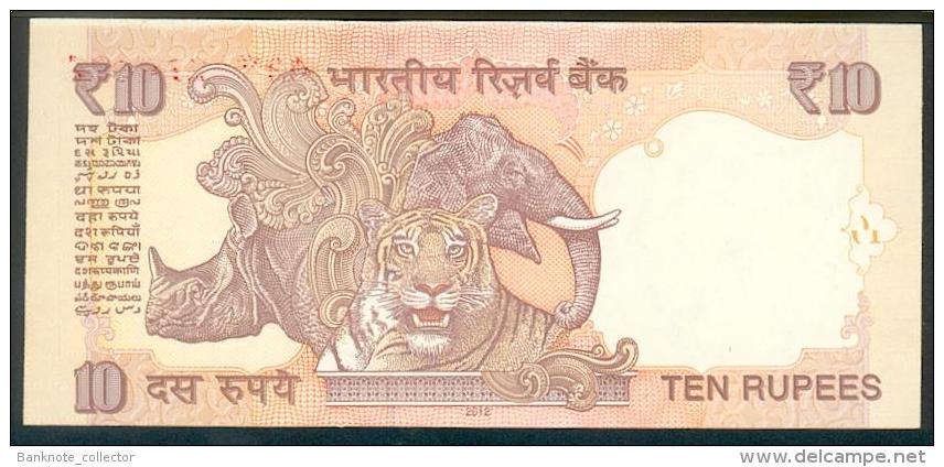 India, Indien, Wrong Cut Error Banknote, Fehlschnitt,10 Rupees, P. 95, Sign. 90, 2013, UNC ! - Inde