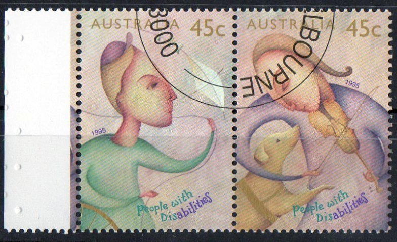 Australia 1995 People With Disabilities 45c Se-tenant Pair  CTO- Braille In Margin - Handicap