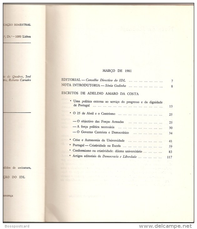 Amaro Da Costa - Escritos. "Democracia E Liberdade# Nº 18. Política. Políticos. CDS (4 Scans) - Revistas & Periódicos