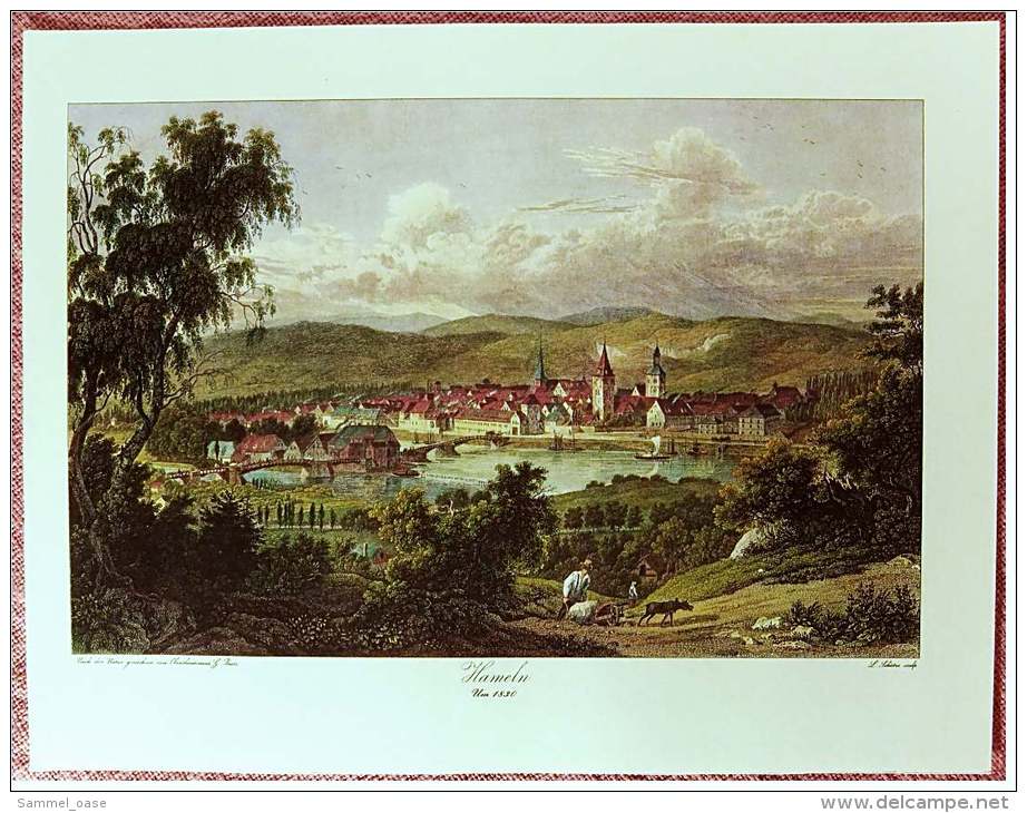 Nachdruck Von Kolorierter Zeichnung  -  Hameln Um 1830  -  Ca. 37,5 X 28 Cm - Gouaches