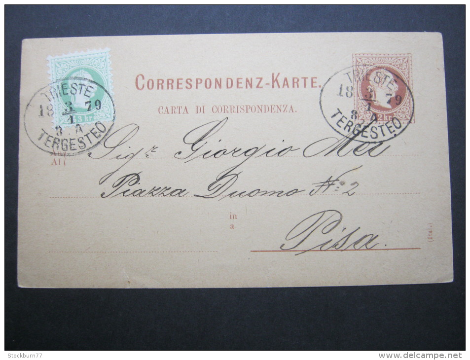 1879, TRIEST,  Stempel Auf Karte Nach Pisa - Briefe U. Dokumente