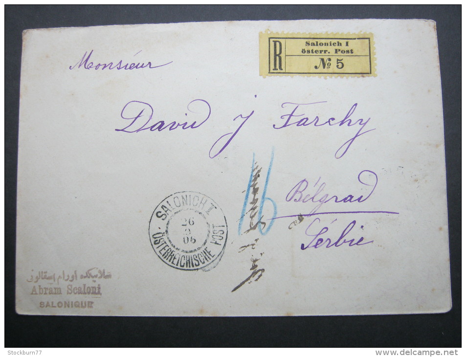 1906, Brief Aus Salonich  Nach Serbien - Oostenrijkse Levant