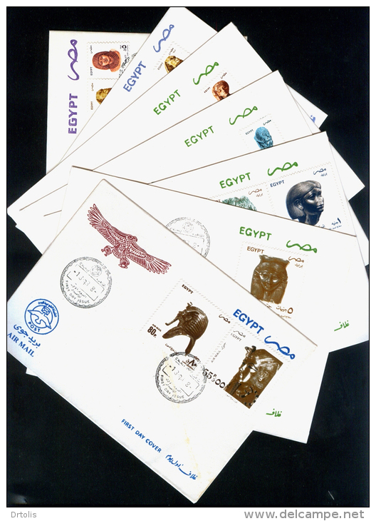 EGYPT / 1993 / REGULAR & AIRMAIL SETS / EGYPTOLOGY / ARCHEOLOGY / 7FDCS - Briefe U. Dokumente