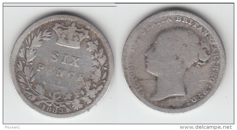 *** GREAT BRITAIN - GRANDE-BRETAGNE - 6 PENCE 1883 - SIX PENCE 1883 - VICTORIA - SILVER - ARGENT *** ACHAT IMMEDIAT !!! - H. 6 Pence