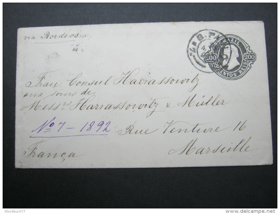 1892, Ganzsache Nach Frankreich - Briefe U. Dokumente