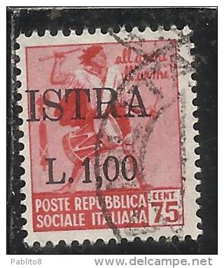 OCCUPAZIONE JUGOSLAVIA YUGOSLAVIA  ISTRIA 1945 L. 1 SU 0,75 USED VARIETY VARIETA´ - Occup. Iugoslava: Fiume