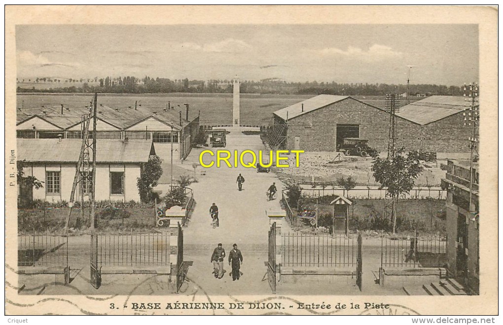 Cpa 21 Dijon, Base Aérienne, Entrée De La Piste, Affranchie 1934 - Dijon
