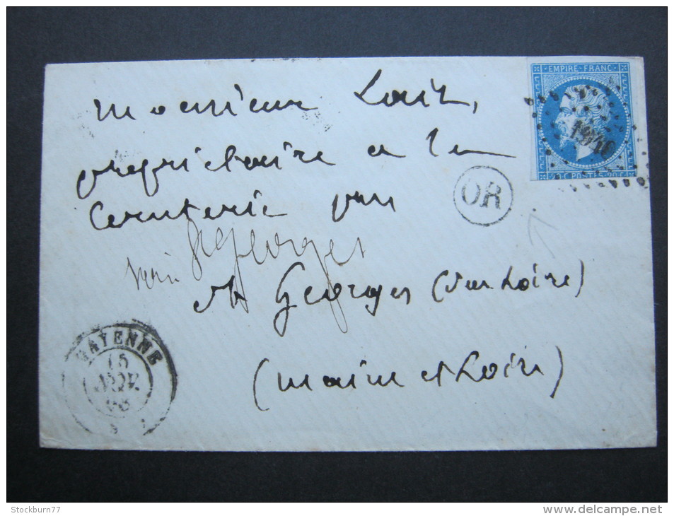 1859, Lettre  OR   A Gayenne - 1853-1860 Napoleon III