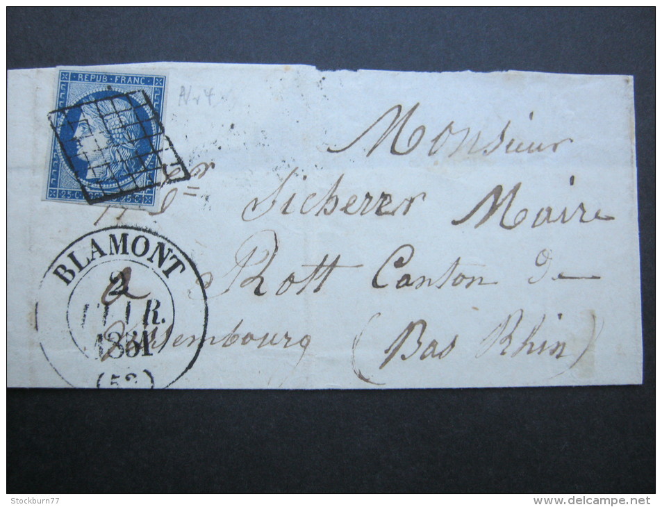 1851,  BLAMONT ,  Fragment - 1849-1850 Ceres