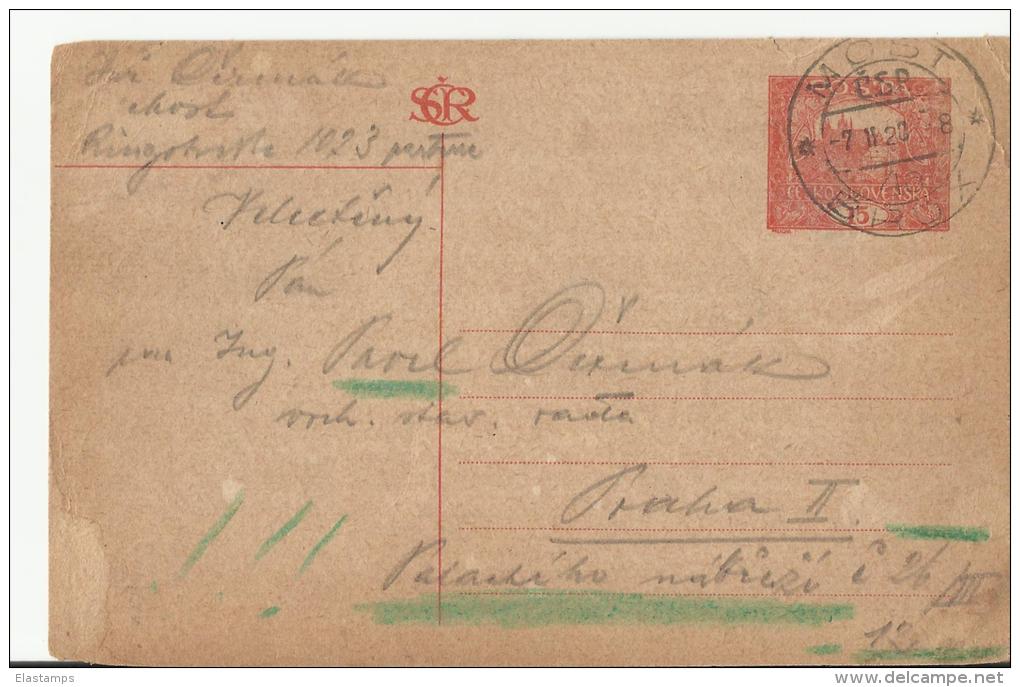 =TCH GS 1920 MOST NACH PRAG - Cartes Postales