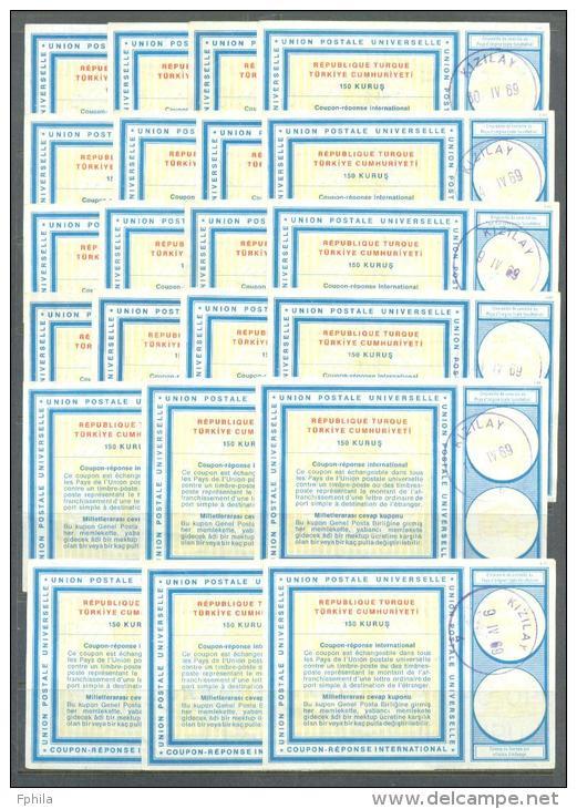 1969 TURKEY 22x INTERNATIONAL REPLY COUPONS - IRC - Entiers Postaux