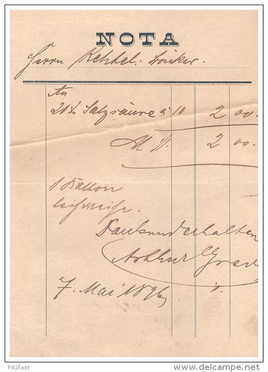 Uralte Rechnung 1896 - Drogen - Handlung , A. Greve , Neubrandenburg , Cacao , Russischer - Indischer Tee , Apotheke !!! - 1800 – 1899