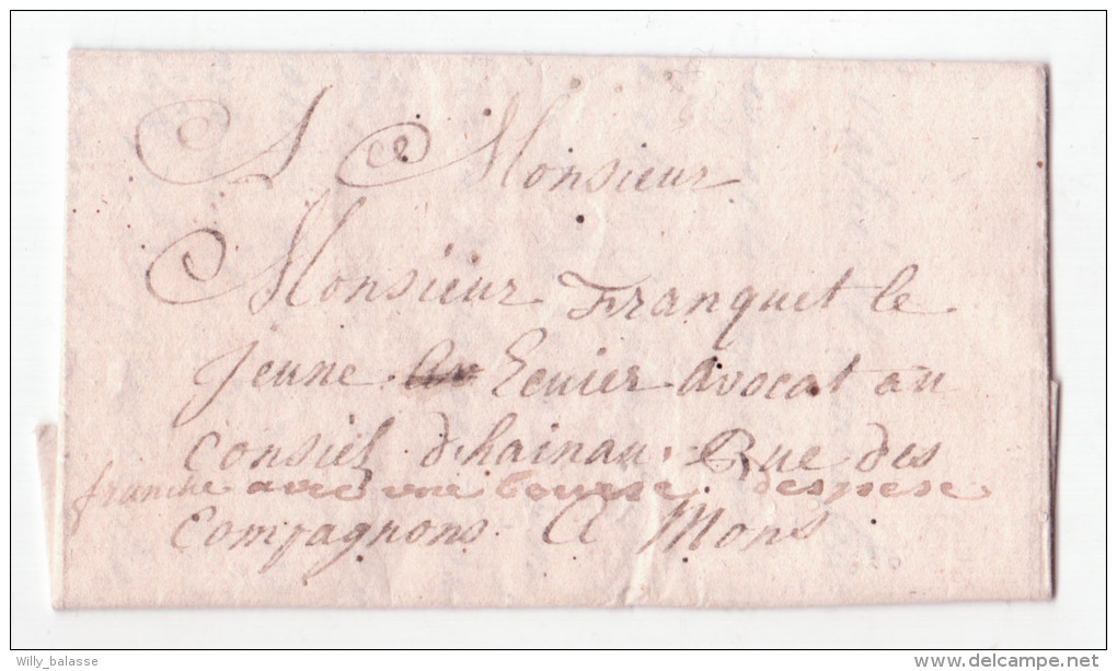 L. Avec Contenu Datée De ATH 1769manuscrit "franche Avec Une Bourse D'espèce" Pour Mons - 1714-1794 (Oostenrijkse Nederlanden)