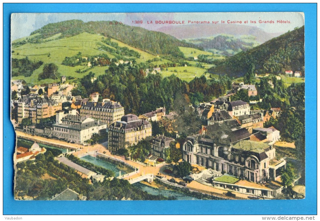 CP, 63, LA BOURBOULE, Panorama Sur Le Casino Et Les Grands Hôtels, Voyagé En 1934 - La Bourboule