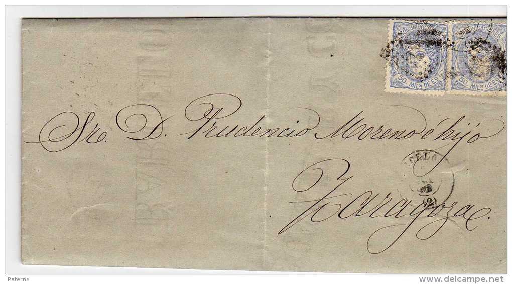 1028 Carta Entera Barcelona 1871, Doble Porte - Covers & Documents