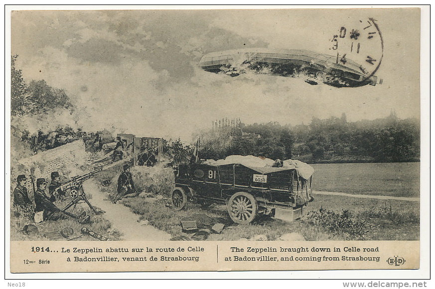 Zeppelin Abattu Rte De Celles Vosges A Badonvilliers 54 1914 ELD - Autres & Non Classés