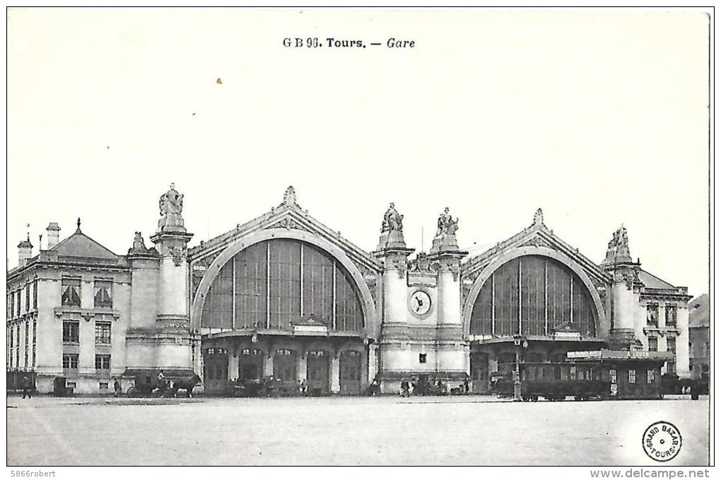 CARTE POSTALE PHOTO ORIGINALE  ANCIENNE : TOURS  LA GARE ANIMEE INDRE ET LOIRE (37) - Stazioni Senza Treni