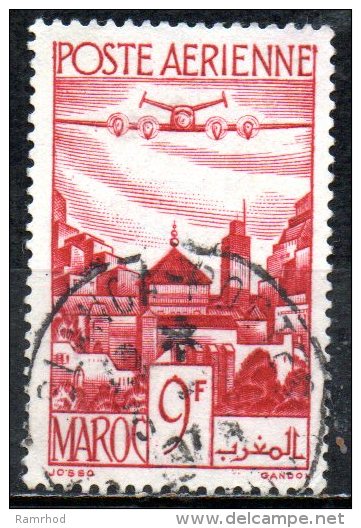 FRENCH MOROCCO 1947 Plane Over Moulay Idriss - 9f. - Red    FU - Aéreo