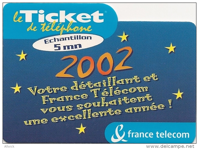 Ticket PR101 -  NEUF   -    VOEUX  2002      -      Echantillon 5mn  -  Spécimen  RARE  !!!! - FT