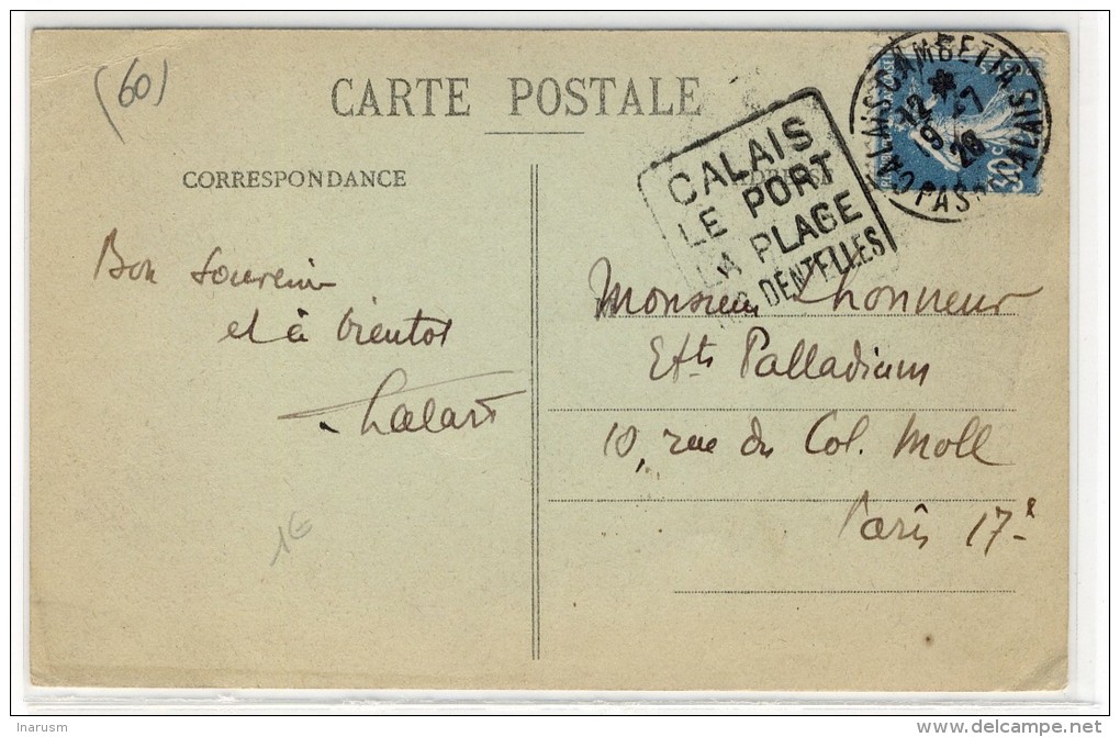 DAGUINS  -  " CALAIS GAMBETTA / PAS DE CALAIS / 19-7-28 " + " CALAIS / LE PORT / LA PLAGE / SES DENTELLES " - Mechanical Postmarks (Other)