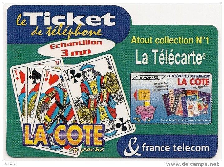 Ticket PR103 -  NEUF   -    La Côte En Poche   -  Atout Collection N°1   -      Echantillon 3mn  -  Spécimen  RARE  !!!! - Tickets FT