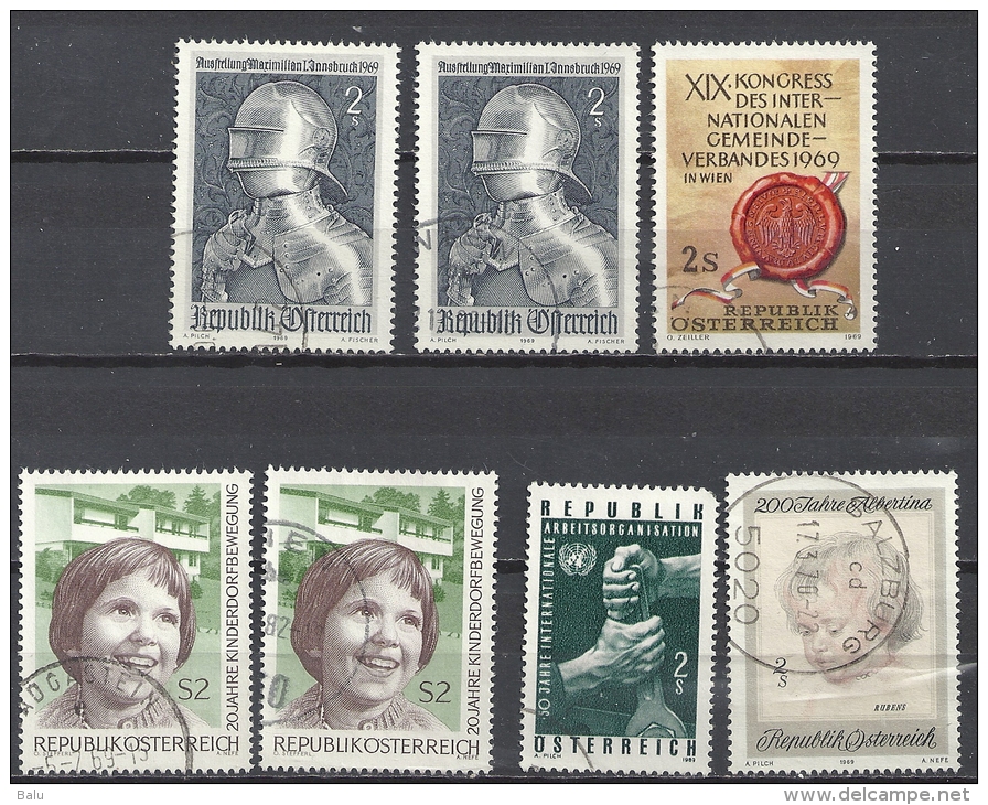 Österreich 1969 Mi 1302 (2x), 1303, 1304 (2x), 1311 - Gebruikt