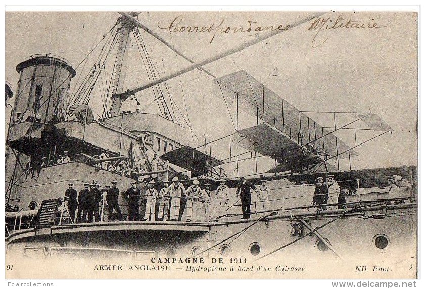 Thème   Guerre 14/18   Armée Anglaise  Hydroplane A Bord D'un Cuirassé - War 1914-18