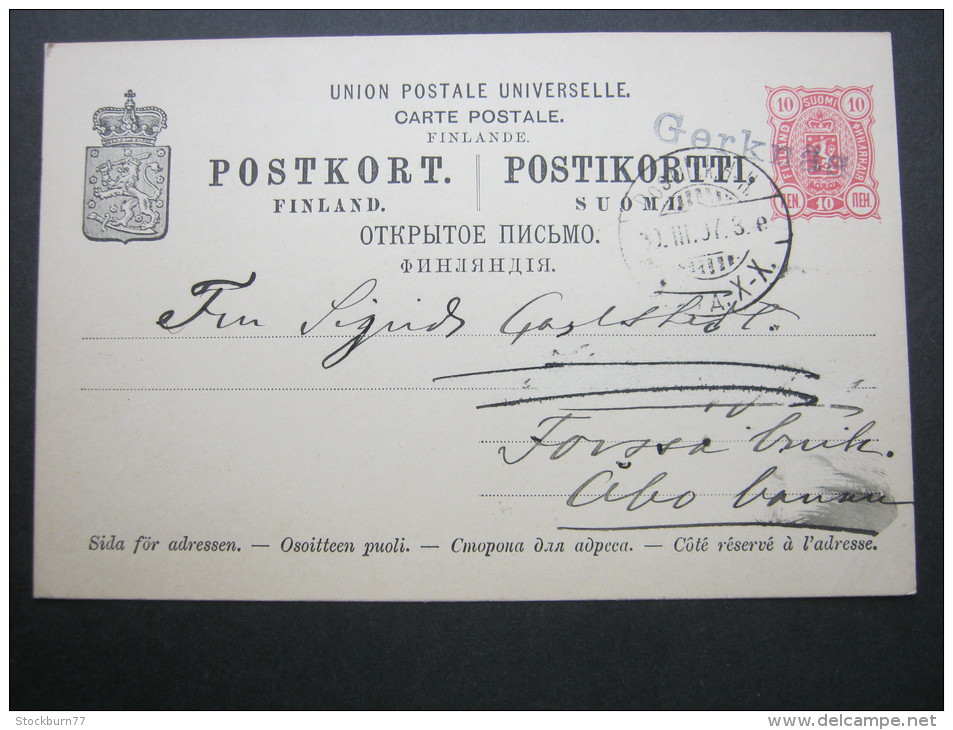 1907, GERKNAS , Violetter Einzeiler Auf Ganzsache - Storia Postale