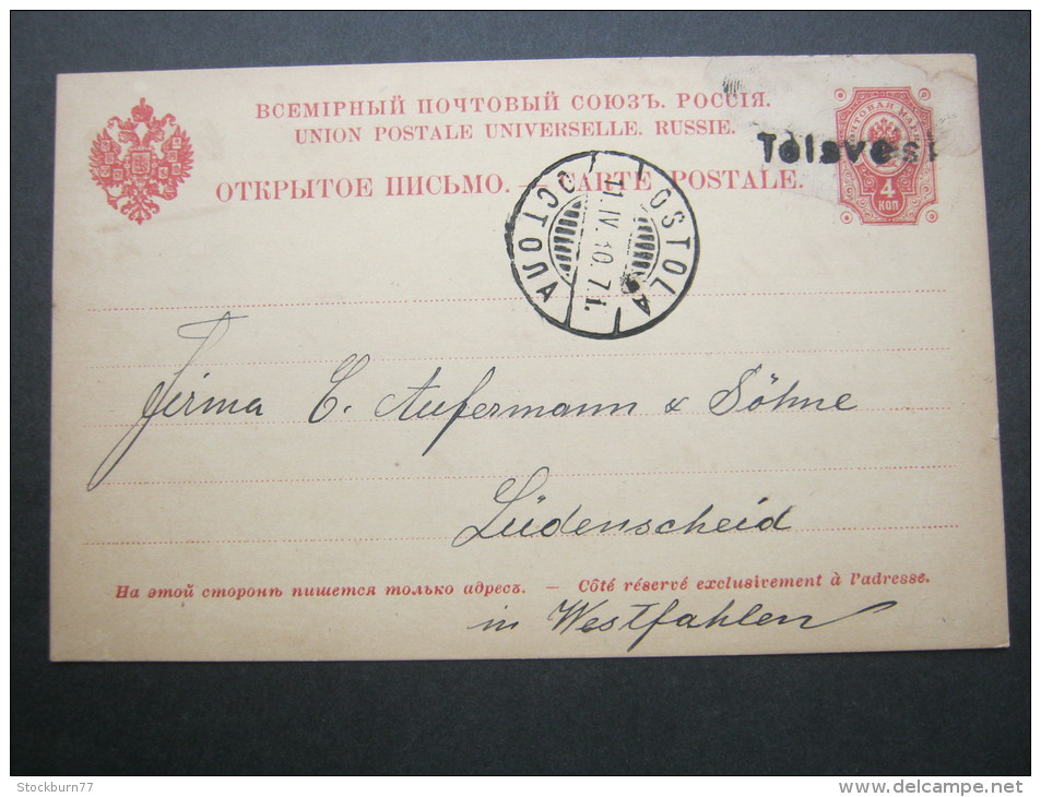 1910,  TELSVESI , Einzeiler Auf Ganzsache - Storia Postale