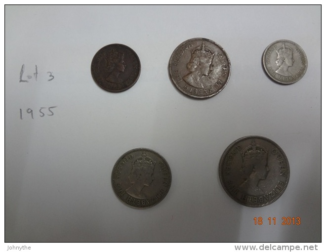 Cyprus 1955 5 Coins Set Used Lot 3 - Zypern