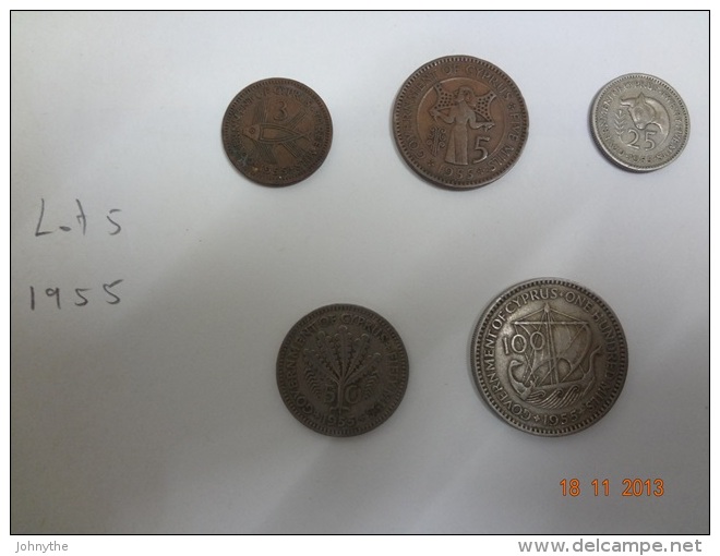 Cyprus 1955 5 Coins Set Used Lot 5 - Chypre