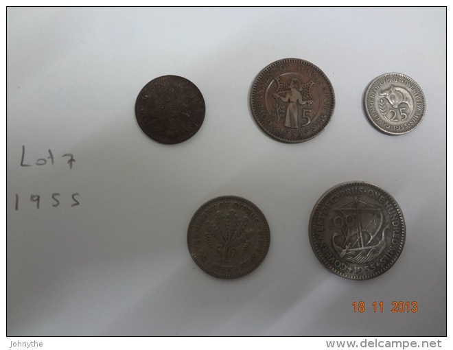 Cyprus 1955 5 Coins Set Used Lot 7 - Cyprus