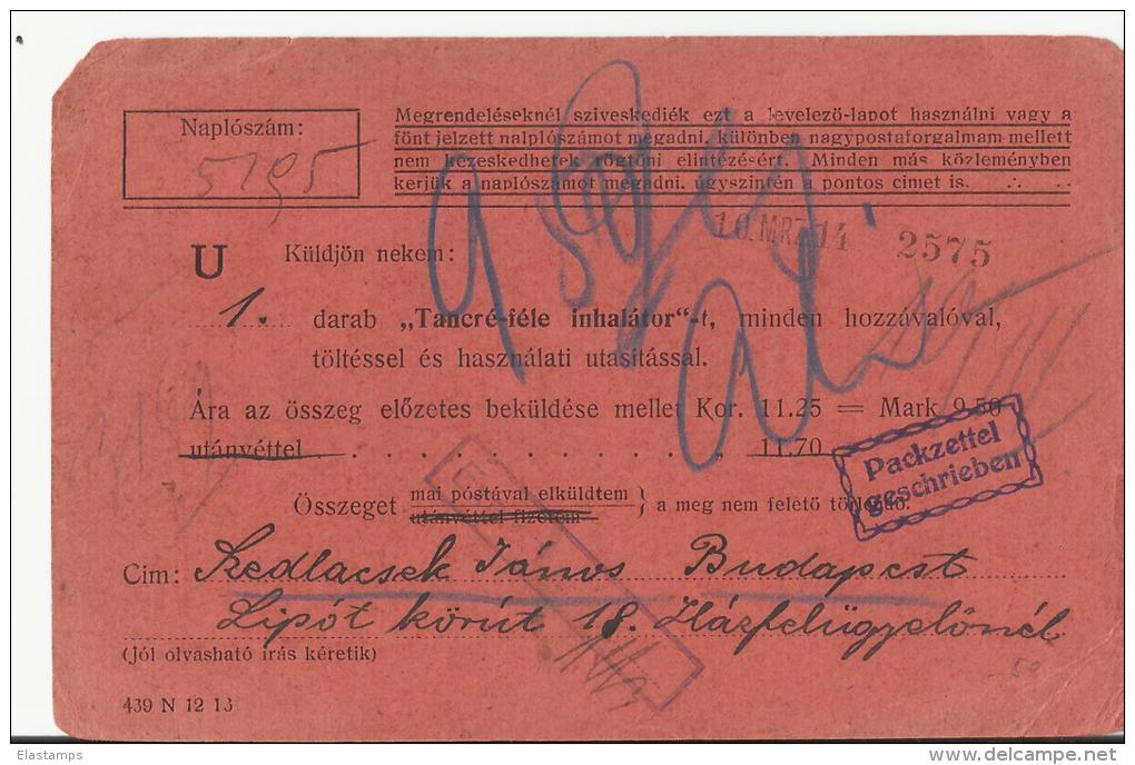 =UNGARY  1914 BUDAPEST NACH WIESBADEN - Briefe U. Dokumente