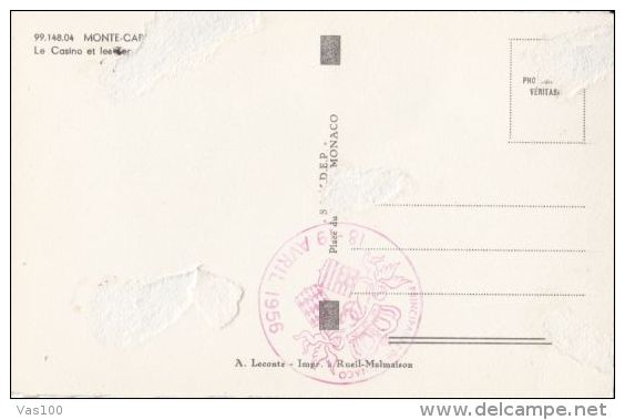 CPA MONTE CARLO- THE CASINO, ROUND STAMP - Casino