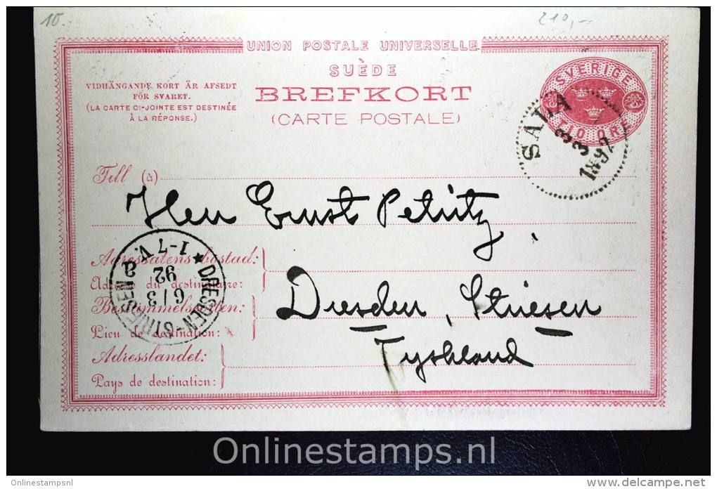 Sweden Postcard Mi Nr P 15 Svaret Betaldt,complete Set,  Cancelled , Sala To Dresden Germany - Ganzsachen